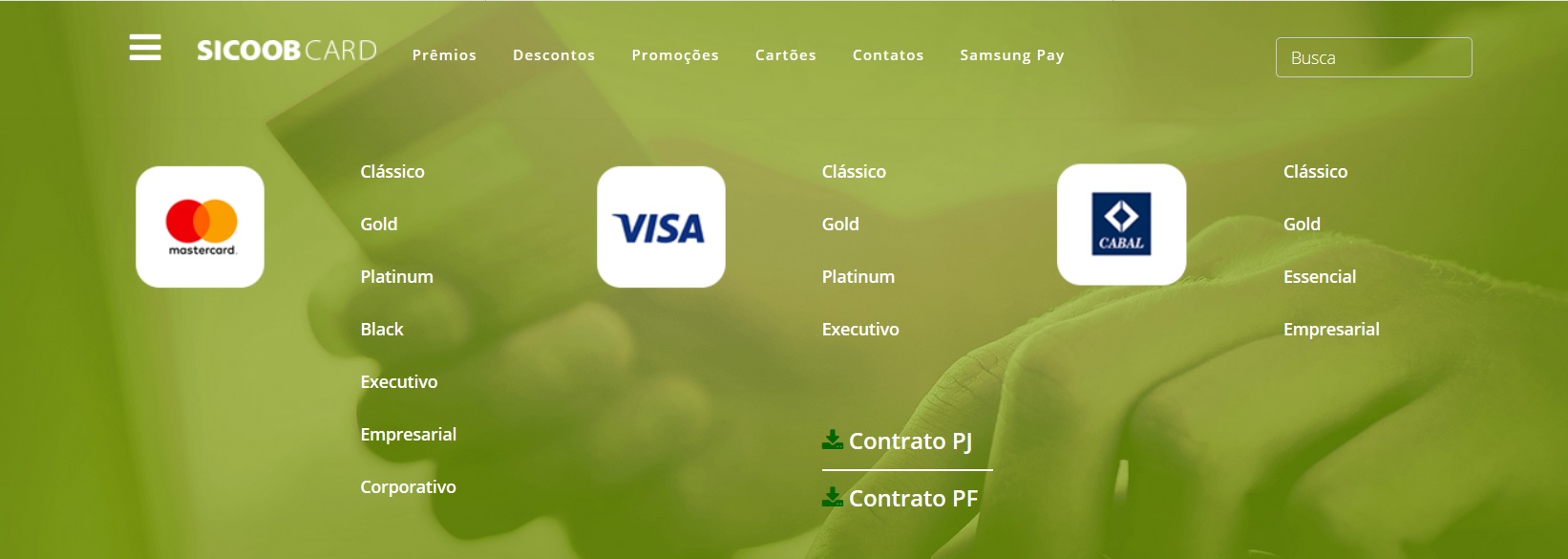 Solicitar cartão de crédito Sicoob
